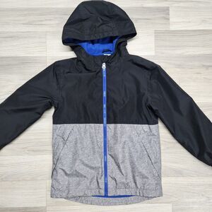 Wonder Nation Boys Jacket Black Gray Zip Up Medium Hooded